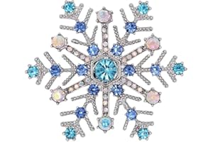 IMINI Spilla a forma di fiocco di neve blu per donne ragazze strass CZ inverno fiore spilla spilla natalizia spilla panno accessori per abiti gioielli per Natale, Metallo, Zirconia cubica