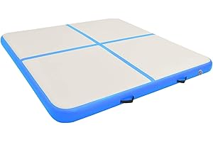 Susany Aufblasbare Gymnastikmatte mit Pumpe Luft-Trainingsmatte, airtrack Tumbling für zuhause Yogamatte Turnmatte Fitnessmatte Hochdichtes PVC 200x200x15 cm Blau