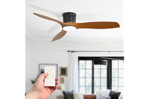 Sofucor Ventilateur Plafond avec Lumiere, 132cm Dimmable Lampe Ventilateur Plafond LED, Telecommande, 6 Vitesses, Minuterie, Silencieux DC Réversibles, pour Chambre