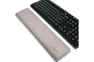 MAIDERN Poggiapolsi per tastiera ergonomica con memory foam, 16,5x3,7 pollici PU Supporto per tastiera da gioco in pelle PU/Supporto per cuscino da polso per computer, laptop, Mac (grigio fumo)