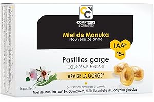 COMPTOIRS ET COMPAGNIES - Pastilles Coeur Fondant au Miel de Manuka IAA15+ - Apaise la Gorge - 16 pastilles