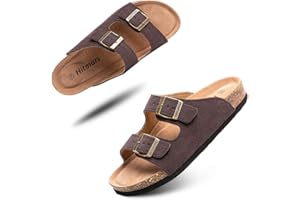 Hitmars Sandali Punta Aperta Donna Uomo Ciabatte Infradito Fibbia Ciabatte Estiva Slip-on Scarpe Antiscivolo Comode Nero Marrone Numero 35-47 EU