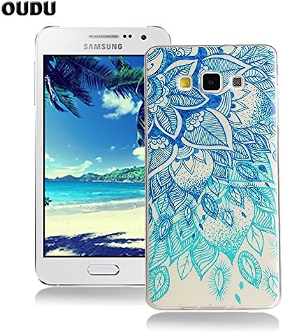 OuDu Silicone Case for Samsung Galaxy A3 2015 SM-A300F Soft TPU Rubber Cover Flexible Slim Case Smooth Lightweight Skin Ultra Thin Shell Creative Design Cover Anti-Scratch Anti-Shock Protective Bumper - Blue Lotus