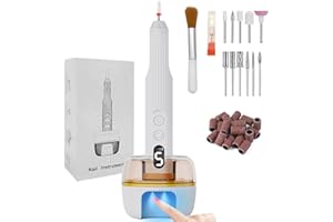 Emooncn Electric Nail Files, 13 in 1 Electric Nail Drill with Nail Lamp Cordless 5 Adjustable Speed E File Professional Nail Drill for Acrylic Gel Nails, Electric Manicure Set Gifts for Women Girls