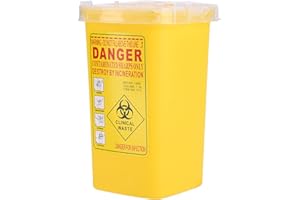 YUMILI Contenitore per oggetti taglienti in plastica medica per tatuaggi da 1 litro - Smaltimento rifiuti aghi per rifiuti biologici Contenitore per rifiuti di grandi dimensioni(1 l, giallo)