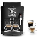 KRUPS Harmony Superautomatic Coffee Maker, 4 Beverages, Milk Frother, Black | 4 Coffee and Milk Drinks + Milk Frother, Easy t