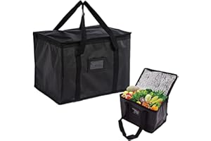YQSIBTH Cooler Bag Box, 40L Insulated Cooler Bag Box, Thermal Food Delivery Bag Reusable Insulation Shopping Bags Large Ice Bag Foldable for Beach Camping Work Trip(Black)