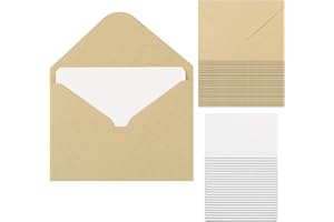 KMKANPO 25 piezas Sobres de Papel Kraft con 25 Tarjetas de Papel en Blanco Tarjetas,mini sobres de papel kraft vintage,para tarjetas de regalo, tarjetas de agradecimiento DIY