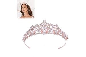 YSTJKD SJKAONJJKAI, Tiara Crystal De Diamantes De Imitación Corona Delicada De Diamantes De Imitación Corona De Reina Accesorios Para El Cabello De Mujer Para Bodas, Disfraces, Fiestas, Banquetes (Oro Rosa)