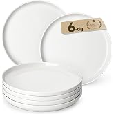 MALACASA White Dinner Plates for 6 People, 26 cm Large Porcelain Plate Set | Scratch Resistant Round Plates for Pasta/Salads/