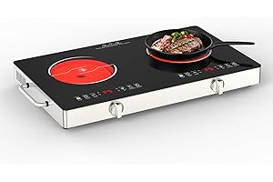 ‎VBGK VBGK Glaskeramikkochfeld 2 Platten, 3520W Cerankochfeld Kochfelder mit Stecker, 9 Heizstufen und Temperaturstufen, 3H-Timer, Touch-Steuerung, Kindersicherung