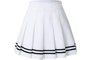 Hoerev Kobiety Dziewczęta Rozkloszowane Casual Mini School Tennis Skater Casual Dance Spódnica z dwiema bocznymi kieszeniami i wewnętrznymi szortami