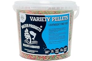 WALTER PRODUCTS WILDLIFE AND AQUATICS Walters Variety Pellets (5L Tub) | Pond Food for Goldfish, Koi and all Cold Water Pond Fish | Nutritional Floating Fish Food Pellets in Stay Fresh EasyTubs and Refill Bags