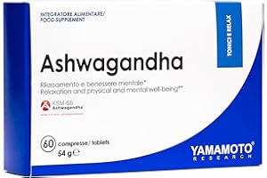 YAMAMOTO RESEARCH Ashwagandha KSM-66 60 Compresse, Integratore Alimentare Tonico di Ginseng Indiano, Azione Adattogena, Favorisce il Rilassamento e il Benessere Mentale