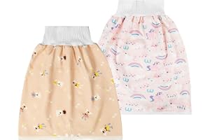 Aolso babyträningsbyxor, paket med 2 hög midja babypotträningsbyxor, babyblöjbyxor för barn, 100% bomull, tvättbara och återa