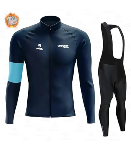 Completo Da Ciclismo Uomo Invernale, Maglia Termica In Pile Con Imbottitura 9D, Pantaloni In Lycra, Tasche Posteriori, Rifrangente, Taglie Dalla XXS Alla 6XL - 6