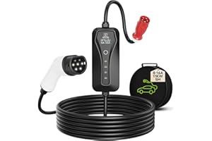 AFYEEV Kabel do ładowania samochodu elektrycznego, z wtyczką CEE, ładowarka samochodowa, przełączany 8/10/13/16A, IEC 62196-2, 11 kW, 5M z torbą (czerwony)