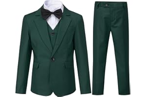 Sliktaa Jungen 3 Stück Anzüge EIN Knopf Revers Kragen Anzüge Hochzeit Geburtstag Party Prom Performance Anzug Blazer Weste Hose Multicolour
