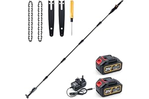 CHANGE MOORE CHANGEMOORE Brushless Cordless Pole Saw 5-Section with 2x3.0Ah Battery & Charger, 265cm Mini Chainsaw with Extension Pole, Pole Chainsaw Long Reach for Pruning Garden, Fixed Saw Head More Stability