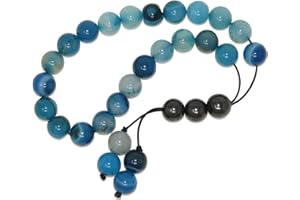 KODAA N9 BA - Greek Style Loose Strung Worry Beads 10mm Blue Agate Gemstone Beads Handmade