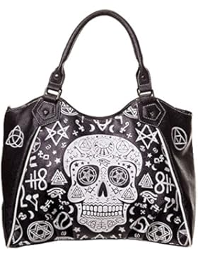 Banned Damen Okkult Handtasche Umhängetasche - Occult Sugar Skull Shopper Schultertasche