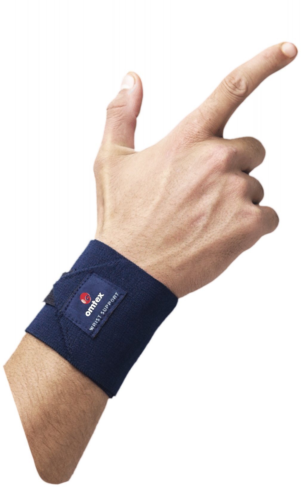 omtex Adjustable Velcro Elasticized-Fabric Wrist Support, Men's Free Size (Navy Blue)