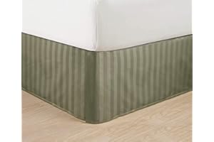 Elegant Comfort Faltenfrei – Fadenzahl 1500, ägyptische Qualität, gestreift, plissiert, 35,6 cm Länge, California King, Grün