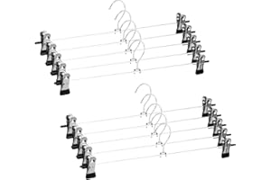 HEUCHAEY 10 Grucce per Pantaloni,con Clip Antiscivolo Regolabili，Grucce in Metallo per Pantaloni, Calzini,gonne,Grucce Salvaspazio,Grucce Lunghe 40cm
