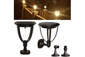 Alinana Juego de 2 Luz Solar Exterior Jardin, Luces Led Solares con dos Modos de Brillo, IP65 Impermeables Aplique Solar Exterio rcon Iluminación de 360° para Patio y Garaje (Blanco Cálido 2700 K)