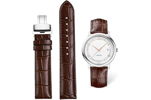FOUUA Correas de Reloj en Cuero Genuino Correa de Cocodrilo con Reemplazo en Relieve con Cierre Desplegable Plata Oro 12 13 14 15 16 17 18 19 20 21 22 24mm