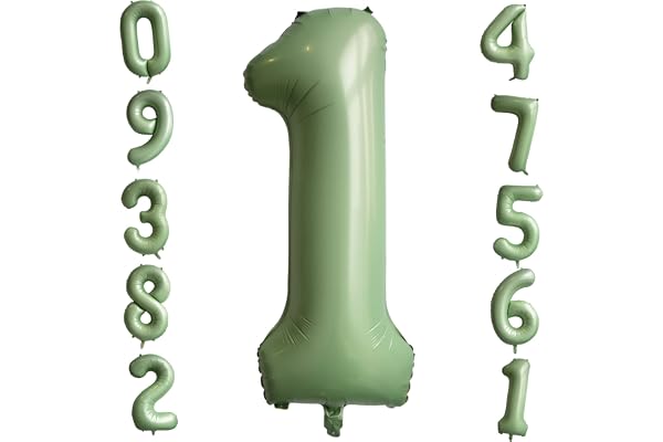 Ballon Numéro 1 Vert Sauge, 40 Pouces Ballons Numérotés en Feuille d'hélium Ballon d'âge d'anniversaire Ballons Vert Olive Pour Garçons Filles Anniversaire Graduation Décorations de fête à Thème Forêt
