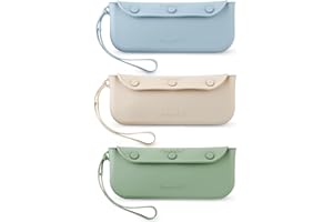 PandaEar Set 3 Borse Portaposate In Silicone Per Bambini, Custodia Riutilizzabile E Portatile Per Cucchiaio, Forchetta E Bacchette, Organizer Posate Bimbi