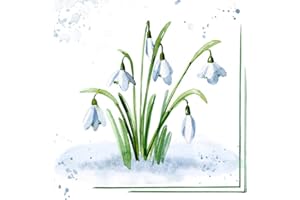 TI-FLAIR 20 Napkins Beautiful Snowdrops Flowers Winter Spring Table Decoration Decoupage Decoupage Napkin Technology 33 x 33 cm