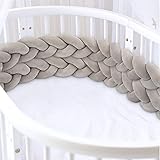 Luchild Tour de Lit 2m Bébé Coussin Serpent Coussin en Peluche Pépinière Pour les Nouveau-nés lit Sommeil Pare-chocs (Gris)