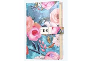 Dzhzal Tagebuch mit Schloss für Damen, Mädchen, Teenager, Kinder, Kunstleder, persönliches Tagebuch, Nachfüllbar, Liniertes Papier, Passwort-Notizbücher A5