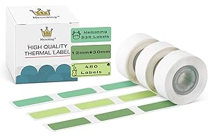 D30 Label Maker Tape - Green, Strong-Adherence/Waterproof/Oil Proof/Scratch Resistant, 12mm*30mm, Compatible with Phomemo/Memoking D30 Label Printer, 3 Rolls