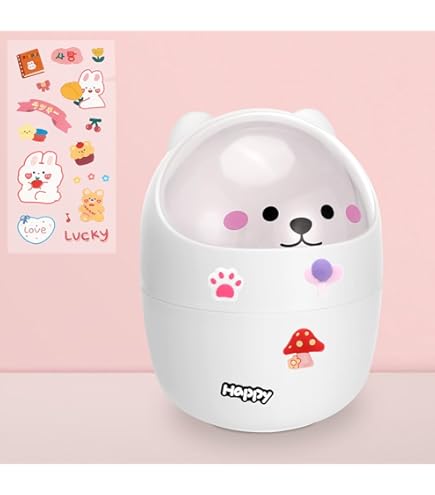 Cestino Da Scrivania A Forma Di Gatto - Mini Bidone Con Coperchio Oscillante, Design Carino, Colore Blu