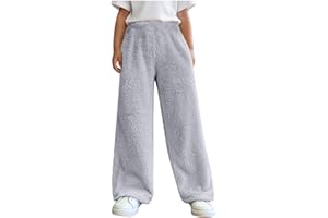 MEIHAOYIT Mädchen Baggy Hose Winter Plüschhose Unisex Thermohose Elastischem Bund Freizeithose Dicke Latzhose Essentials Jogginghose Warm Trainingshose Loose Hosen mit Tasche 4-15 Jahre