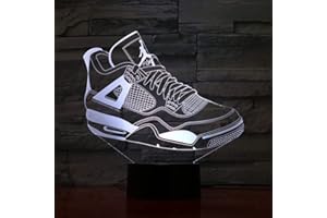 CVBNMP Jordan Retro 4 Scarpe Basket Lampada Da Comodino Decor 3D Illusion Touch Sensor Ragazzi Regalo Per Bambini Led Night Light Air Jordan 4 Sneakers