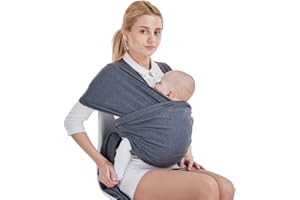 SONARIN Premium Fular Portabebés,Baby Sling Wrap portabebé, adecuado para recién nacidos, bebés y niños pequeños, algodón suave y Comfort Spandex, talla única para todos(Gris Oscuro)