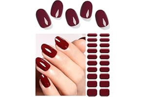 Wahrshei Unghie Gel Adesive UV | Burgundy Smalto Adesivo Gel UV | 20 PCS Pellicola per Unghie Autoadesiva | Adesivi per unghie in gel, Impacchi di Smalto Gel per Unghie