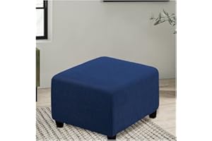 ELYSYSRL Square Ottoman Cover Stretch Stool Slipcover, Soft Velvet/Jacquard Ottoman Footstool Protect Anti-Slip Foot Stool Covers Pouffe Cover With Elastic Bottom, Washable ( Color : #8 , Size : 55x55cm/22x22i