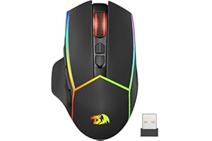 Redragon Kabellose Gaming Mouse, 2.4G/USB-C/Bluetooth Ergonomische Mouse Gaming, 8000 DPI, RGB Back-Light, voll programmierbar, wiederaufladbare Wireless Computer-Mouses für Laptop PC Mac, M814