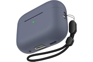 Seltureone Etui kompatybilne z AirPods Pro 2 (2022), płynny silikonowy futerał ochronny do AirPods Pro 2. generacji z paskiem Soft Skin przód LED widoczny silikonowy futerał - lawendowy szary