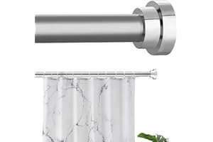 POSKENA Asta per tenda da doccia in argento, allungabile senza fori, 73-164 cm, diametro 25 mm, per armadio, bagno, finestre, porte