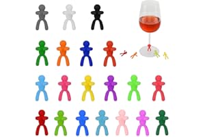 Leikedun 20 Colori Segnabicchiere in Silicone Segna Bicchieri per Calici, Colorati, Marcatori per Bicchieri da Vino Riutilizzabili, Identificatore del Bicchiere di Vino