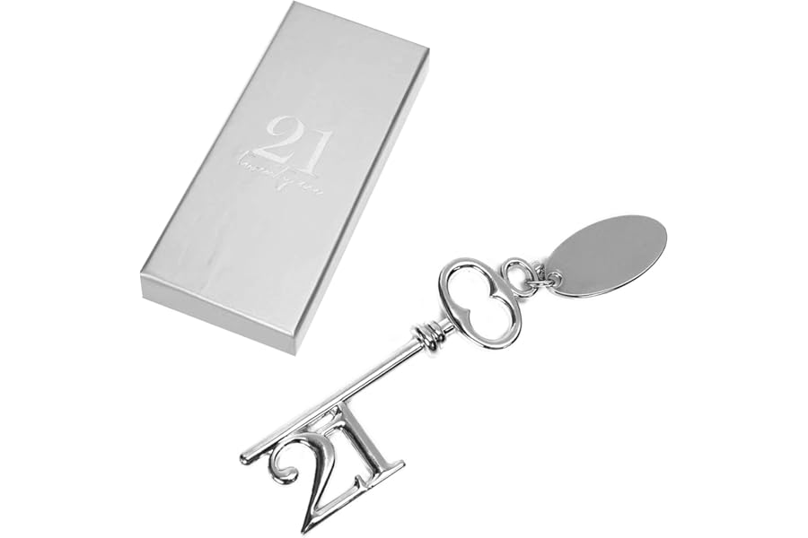 Milestones 21st Birthday Key Silver Plated Keepsake with Engraving Tag