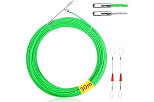 PRZRAO 30M Tire Fil Electrician, 4mm Tire Fils Electrique Aiguille Electricien avec 2 Ressorts de Guidage, Câble de Fil Électrique Tirant pour Câble de Communication Mur Conduit de Sol
