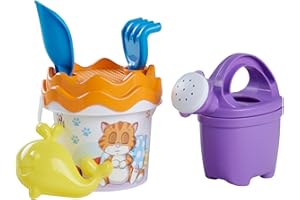 Simba 10711479 - Jeu de Sable pour Chat - 6 pièces - avec Seau, passoire, Moule à Sable, Pelle, râteau, arroseur - Hauteur : 11 cm - Diamètre : 14 cm - Jouet de Sable pour Enfants à partir de 3 Ans