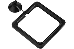 UEETEK - Anello di alimentazione con ventosa, quadrato, per acquario, serbatoio di pesce (nero)